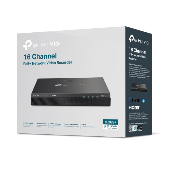 TP-Link VIGI NVR2016H-16MP network video recorder Black
