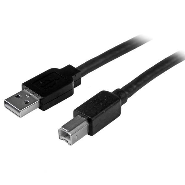 StarTech.com 50ft (15m) Active USB 2.0 A to B Cable, Long USB Printer Cable, 1x USB-A (M), 1x USB-B (M) - Black