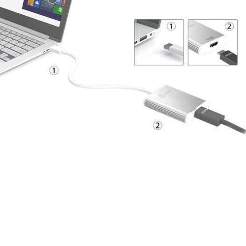 j5create JUA354 USB™ 3.0 to 4K HDM™ Display Adapter, Silver