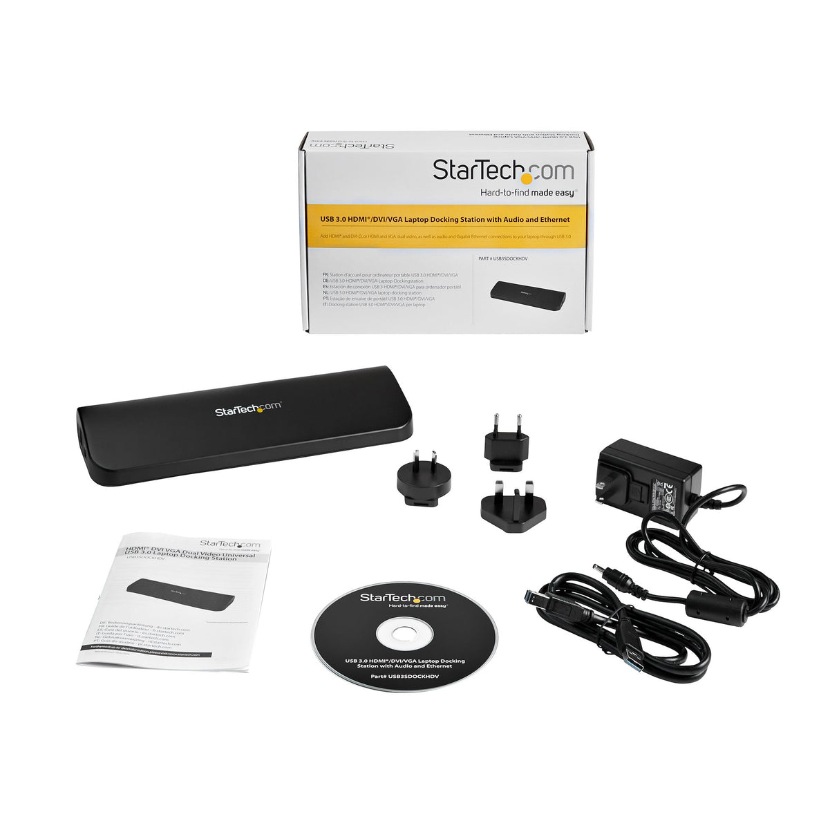 StarTech.com Dual Monitor USB 3.0 Laptop Docking Station with HDMI/DVI/VGA, 3x USB-A Hub, GbE, Audio, Universal Type-A Dock for Windows/macOS/ChromeOS - TAA Compliant