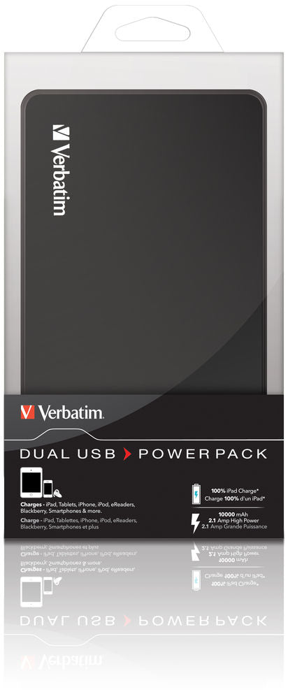 Verbatim Portable Power Pack 10000 mAh Lithium Polymer (LiPo) Black