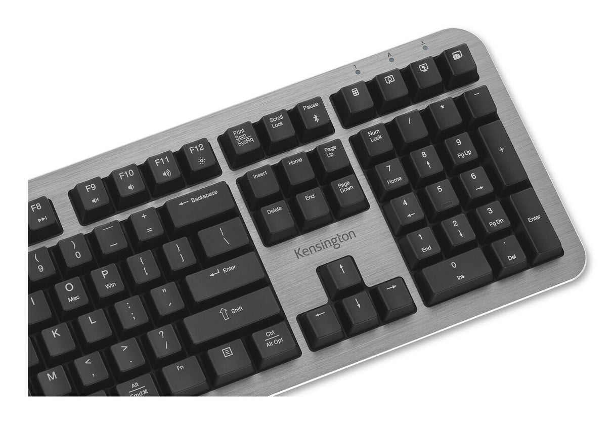 Kensington MK7500F QuietType Pro keyboard Home/Office USB + RF Wireless + Bluetooth QWERTY US English Aluminium, Black