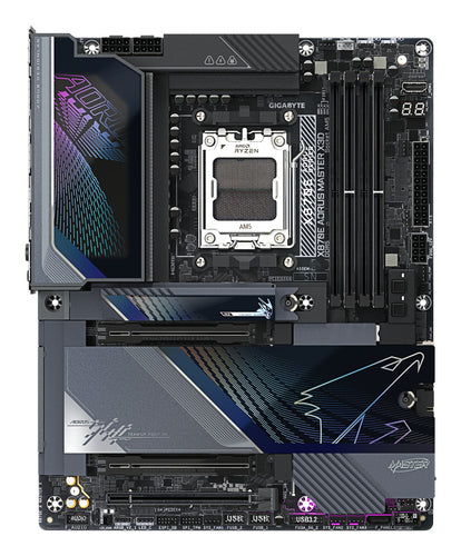 GIGABYTE X870E AORUS MASTER X3D Motherboard - Supports AMD Ryzen 9000 CPUs, 18+2+2 Phases Digital VRM, up to 9000Hz DDR5 (OC), 2xPCIe 5.0 + 3xPCIe 4.0, Wi-Fi 7, 10GbE LAN, USB 4