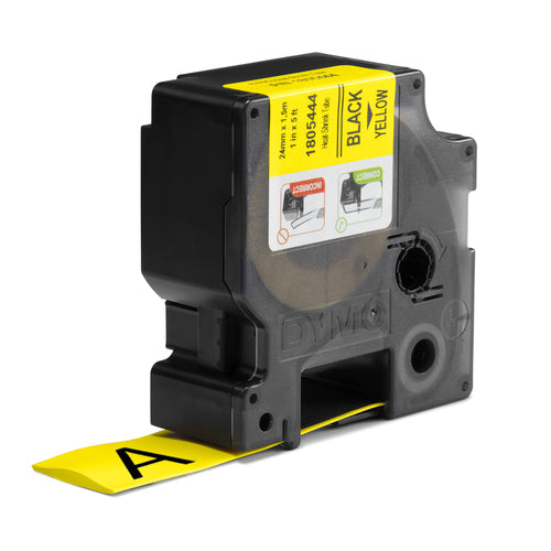 DYMO Rhino Industrial Heat-Shrink Cable Label Tubes | 24 mm x 1.5 m | Black Print on Yellow | for Rhino Label Makers