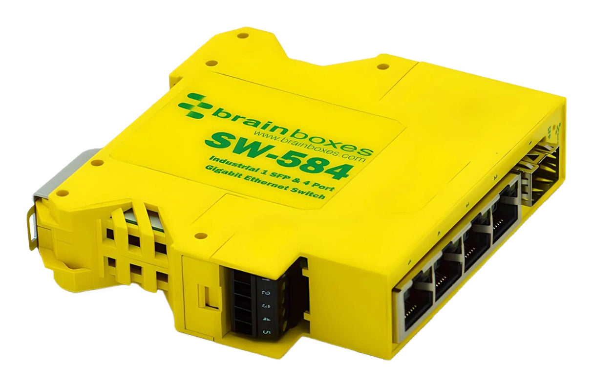 Brainboxes SW-584 network switch Unmanaged Gigabit Ethernet (10/100/1000) Yellow