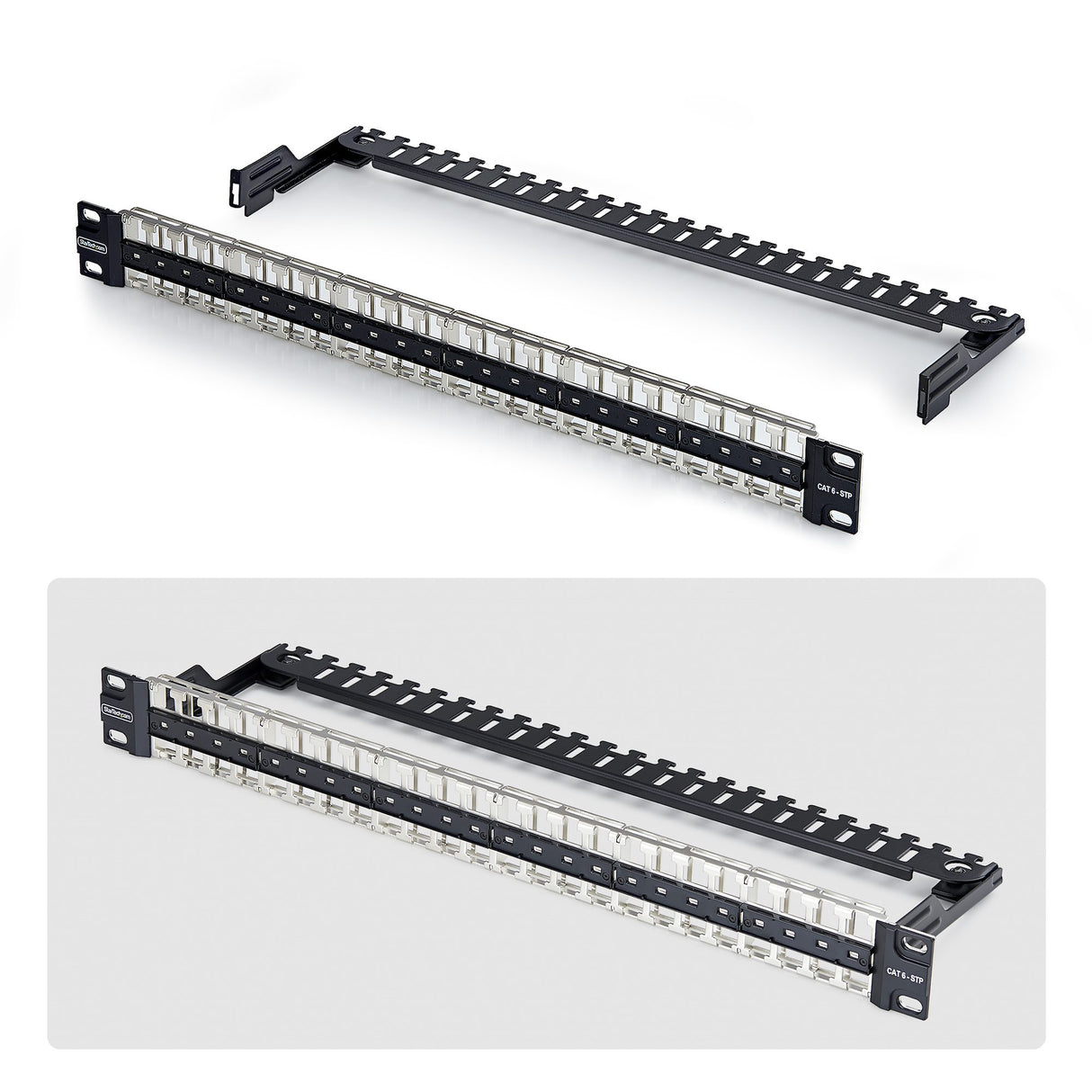 StarTech.com 48 Port 1U Blank Keystone Patch Panel with Cable Management Bar, Rackmount Cat6 Patch Panel for RJ45 STP Ethernet Network Jacks