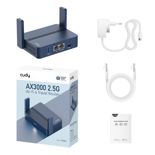 Cudy AX3000 wireless router Gigabit Ethernet Dual-band (2.4 GHz / 5 GHz) Blue