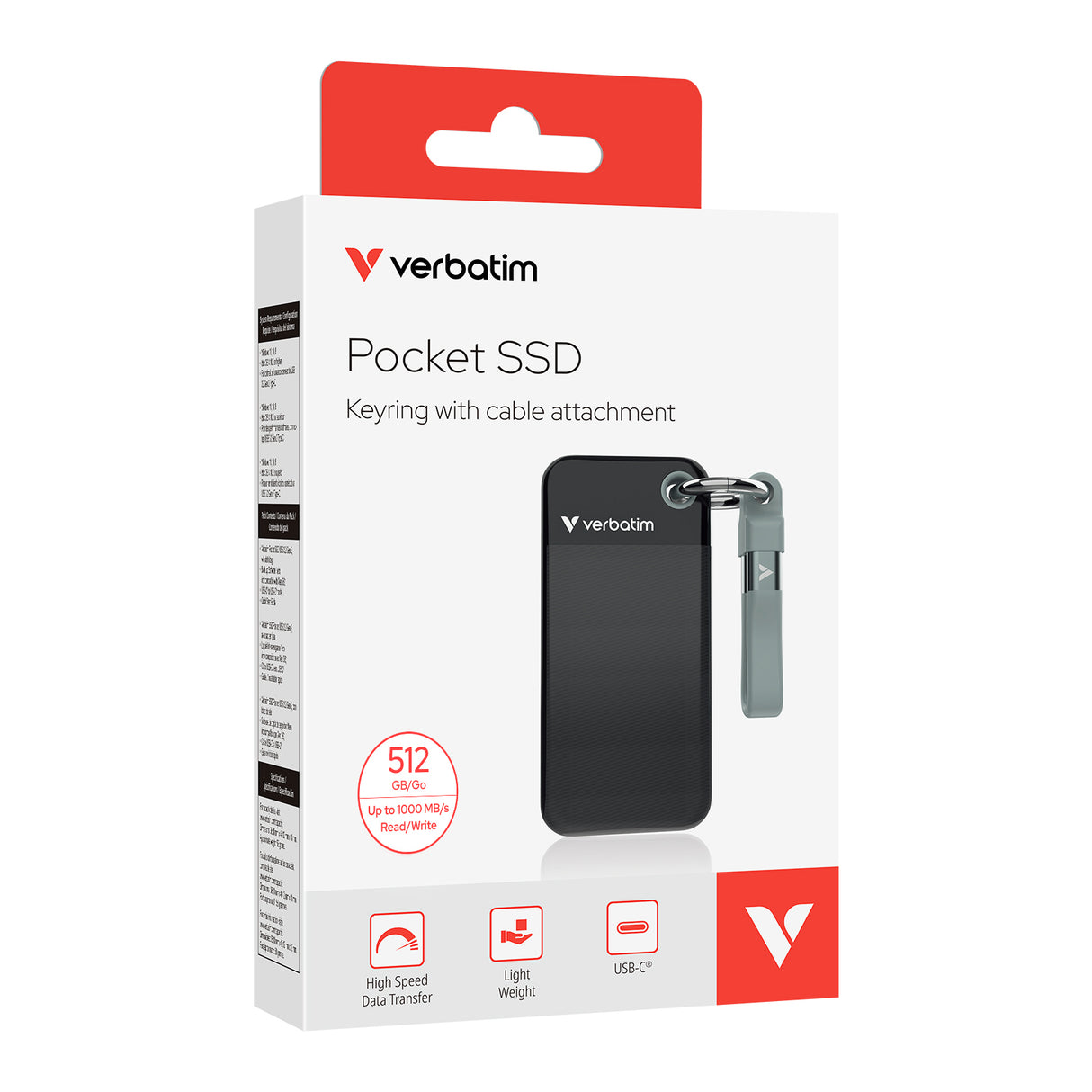 Verbatim Pocket SSD USB 3.2 Gen 2 512GB Black/Grey