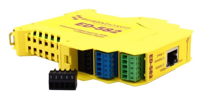 Brainboxes ED-582 network switch Unmanaged Fast Ethernet (10/100) DIN rail Yellow