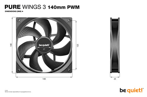 be quiet! Pure Wings 3 140mm | PWM Triple Pack Computer case Fan 14 cm Black 3 pc(s)