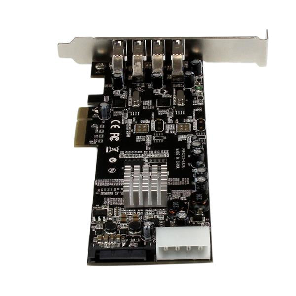 StarTech.com 4 Port PCI Express PCIe SuperSpeed (5Gbps) USB 3.0 Card Adapter w/ 2 Dedicated 5Gbps Channels - UASP - SATA / LP4 Power