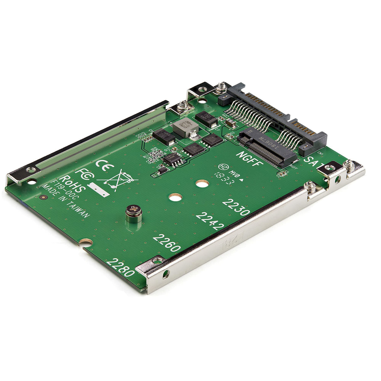 StarTech.com M.2 SATA SSD to 2.5in SATA Adapter, M.2 NGFF to SATA Converter, Open-Frame Bracket, 7mm High, M2 Hard Drive Adapter - Not Compatible with NVMe - TAA