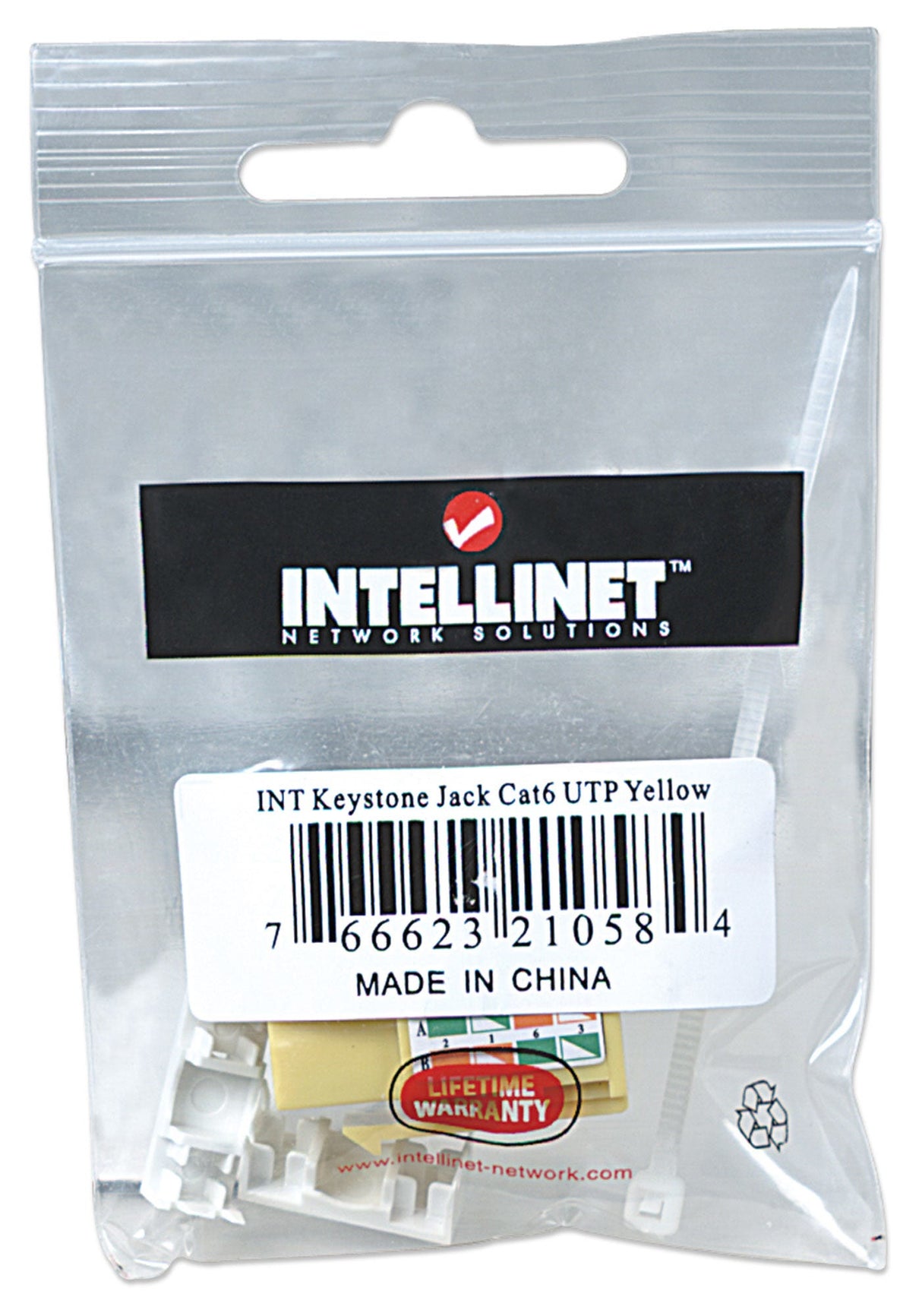 Intellinet Keystone Jack, Cat6, UTP, Punch-down, Yellow