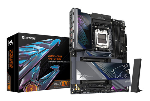 GIGABYTE X870E AORUS MASTER X3D Motherboard - Supports AMD Ryzen 9000 CPUs, 18+2+2 Phases Digital VRM, up to 9000Hz DDR5 (OC), 2xPCIe 5.0 + 3xPCIe 4.0, Wi-Fi 7, 10GbE LAN, USB 4