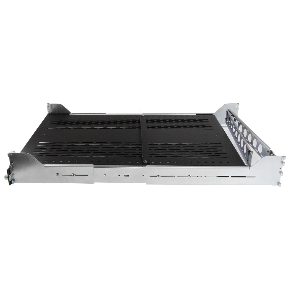 StarTech.com 2U Vented Sliding Server Rack Shelf w/ Cable Management Arm - 27.7 to 31.6in Adjustable Mounting Depth - 50lb - 19" Server Tray Shelf for Equipment Rack - 24in Deep