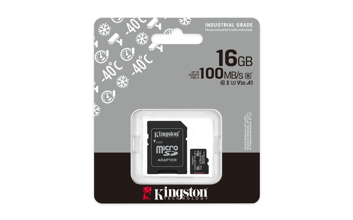 Kingston Technology 16GB microSDHC Industrial C10 A1 pSLC Card + SD Adapter