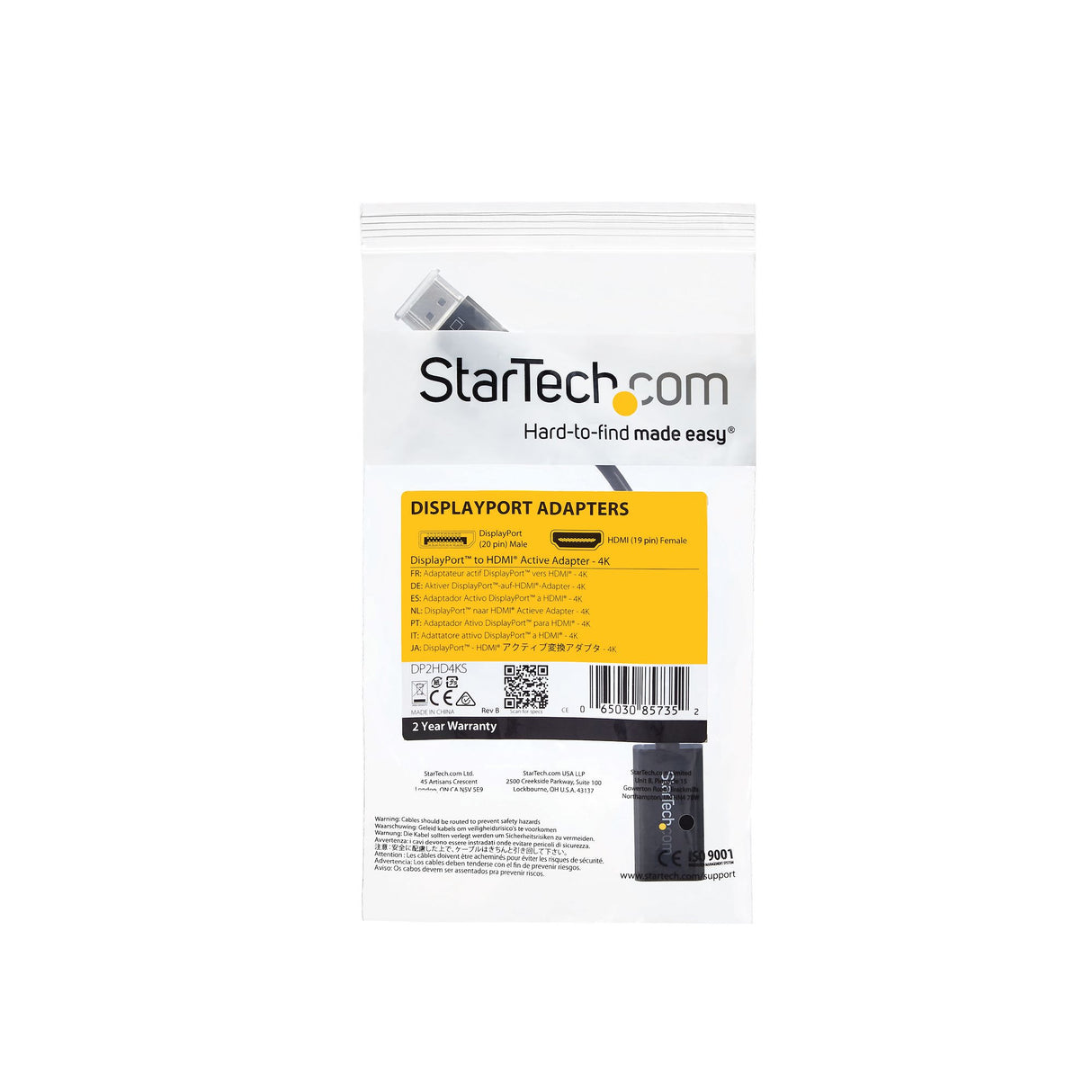 StarTech.com DisplayPort to HDMI Adapter - 4K 30Hz Active DisplayPort to HDMI Video Converter - DP to HDMI Monitor/TV/Display Cable Adapter Dongle - Ultra HD DP 1.2 to HDMI 1.4 Adapter