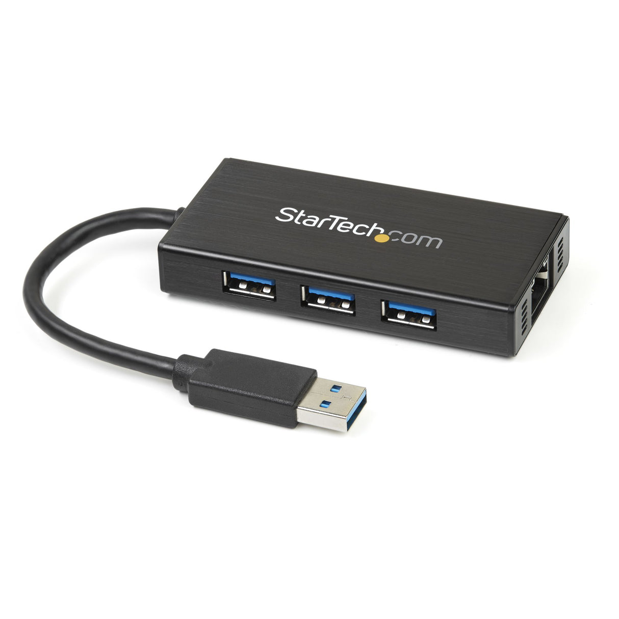 StarTech.com 3-Port Portable USB 3.0 Hub plus Gigabit Ethernet - 5Gbps - Aluminum with Built-in Cable - TAA