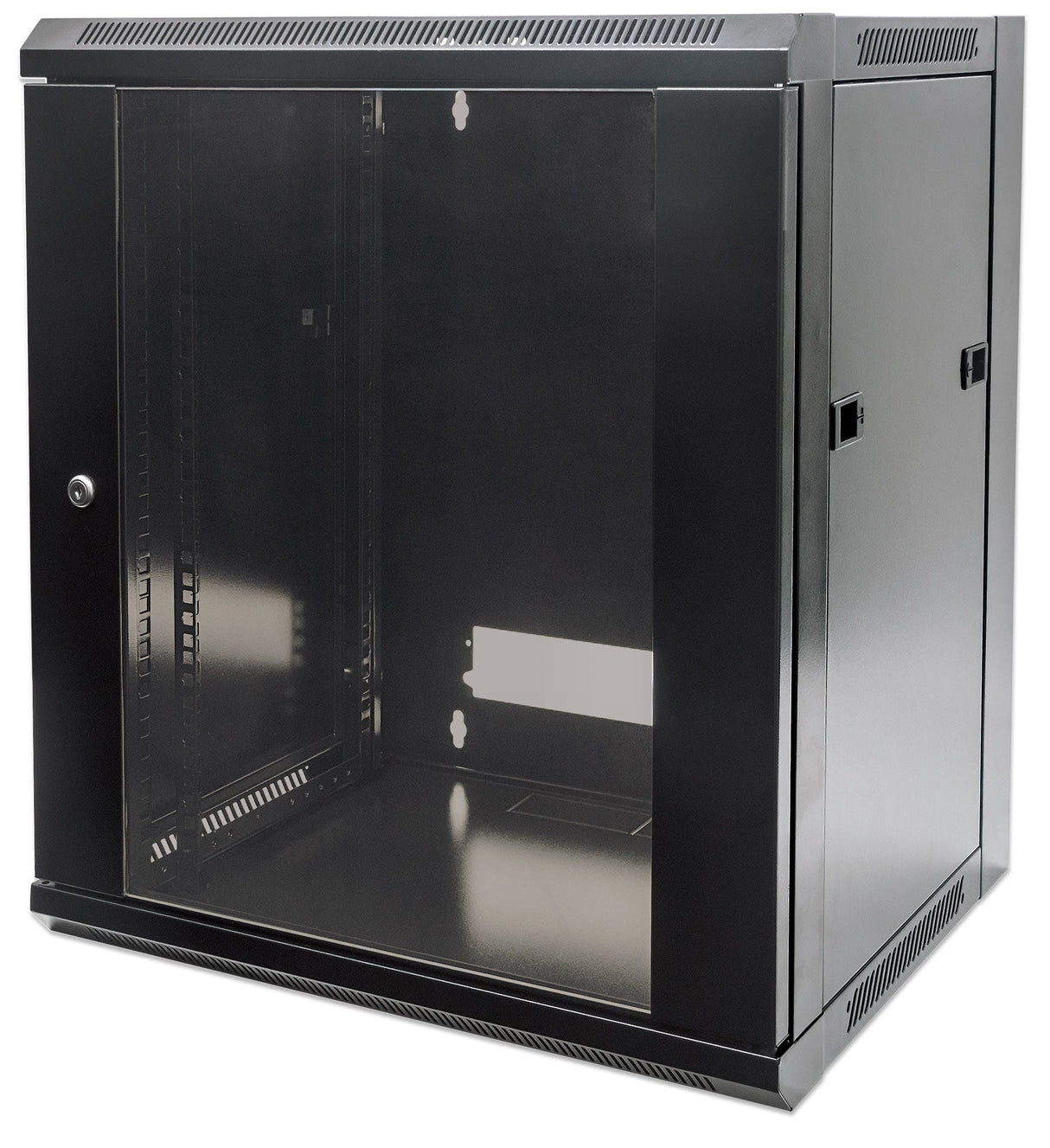 Intellinet 19" Network Cabinet - Wall Mount (Standard), 12U, 450mm Deep, Black, Flatpack, Max 60kg, Suitable also for use on desk or floor, Usable Depth 270mm to 350mm, Metal & Glass Door, Back Panel, Removeable Sides,Parts for wall installation not...
