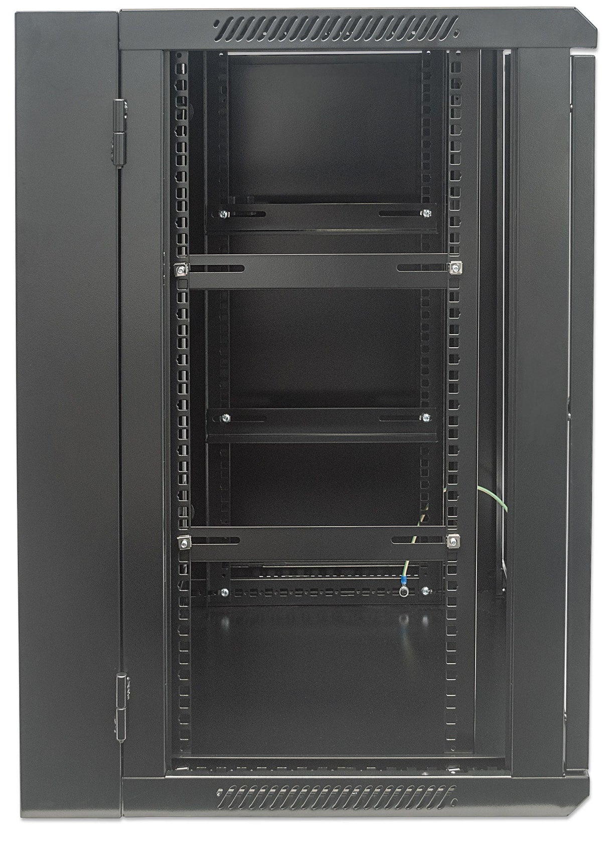 Intellinet 19" Network Cabinet - Wall Mount (Double Section Hinged Swing Out), 15U, 550mm Deep, Black, Assembled, Max 30kg, Swings out for access to back of cabinet when installed on wall, 19",Usable Depth 425mm, Parts for wall installation not...