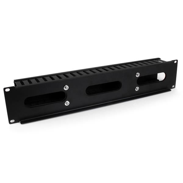 StarTech.com Horizontal 2U Server Rack Cable Management Finger Duct w/ Cover - 19" Network Rack Wire Duct Raceway Panel - Slotted Wire Duct