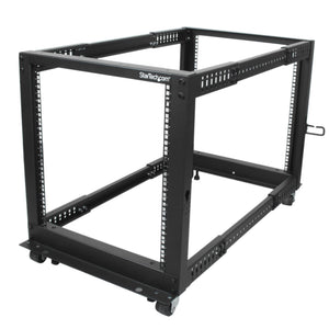 StarTech.com 12U 4-Post Server Rack, 19in Open Frame Rack with 40in (101cm) Mounting Depth and 1200lb (544kg) Weight Capacity, Mobile or Floor Mount IT Rack