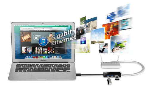 j5create JUH470 USB 3.0 Gigabit Ethernet & 3-Port Hub