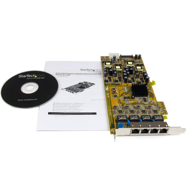 StarTech.com 4 Port Gigabit Power over Ethernet PCIe Network Card - PSE / PoE PCI Express NIC - TAA