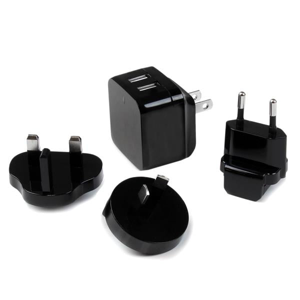 StarTech.com Dual-Port USB Wall Charger - International Travel - 17W/3.4A - Black