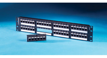 Legrand Category 6 48 Port TechChoice Flat Patch Panel, T568A/B, 2 RU Black