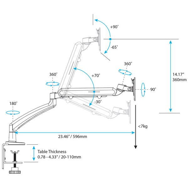 StarTech.com Single Desk-Mount Monitor Arm - Full Motion Articulating - Steel - For up to 34" (15.4lb/7kg) Displays - TAA