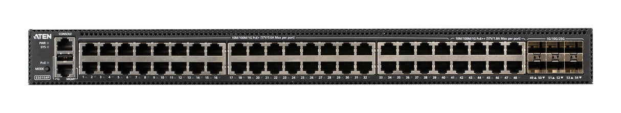ATEN ES0154P network switch Managed L2+ Gigabit Ethernet (10/100/1000) Power over Ethernet (PoE) Black