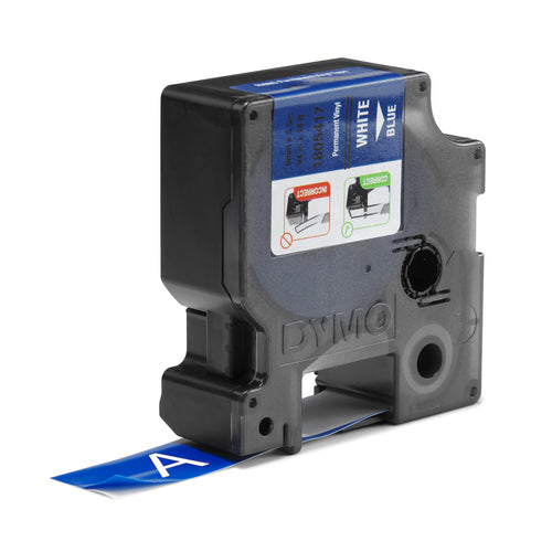 DYMO Rhino Industrial Vinyl Labels | 19 mm x 5.5 m | White Print on Blue | Self-Adhesive | for LabelManager & Rhino Label Makers