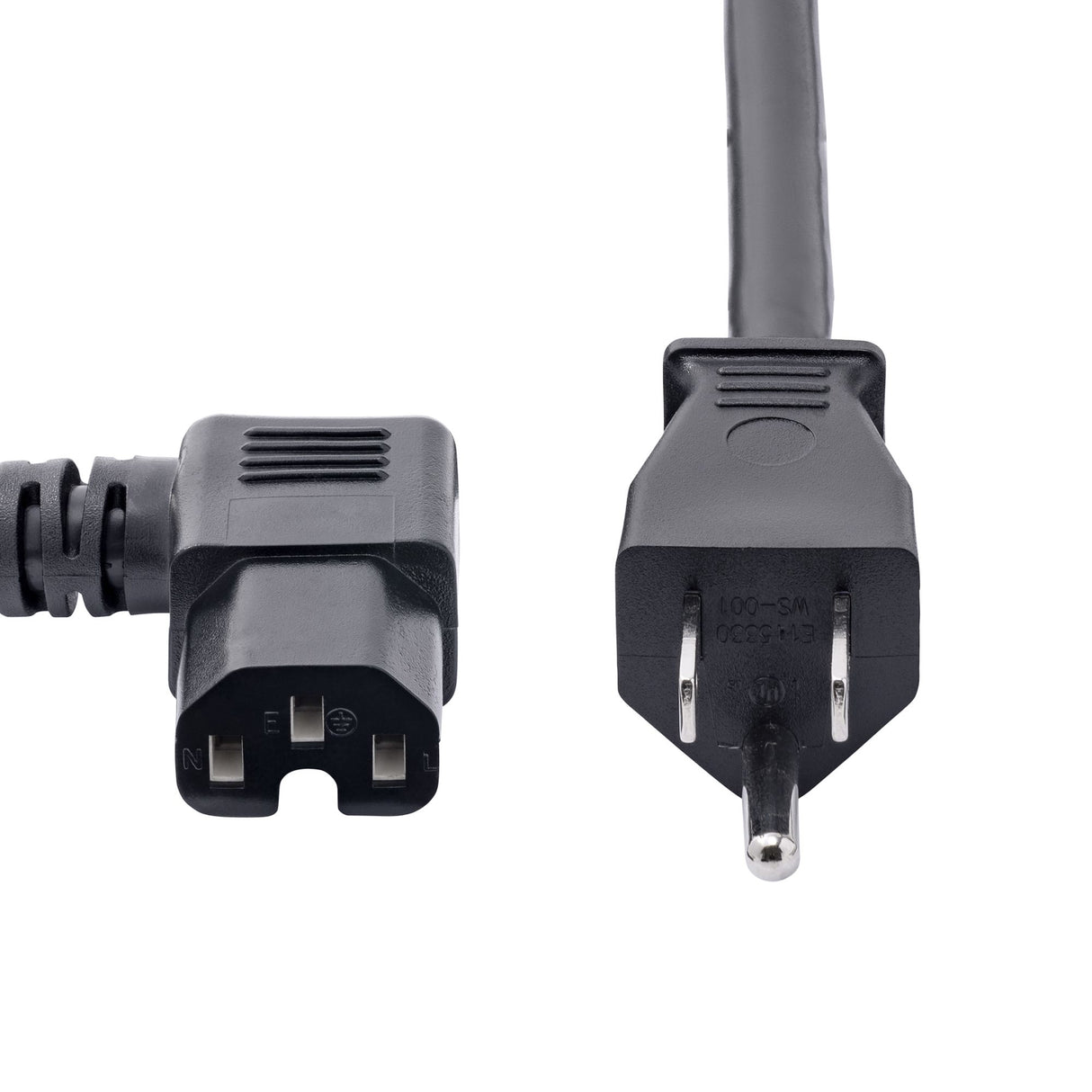StarTech.com 8ft (2.4m) Heavy Duty Power Cord, NEMA 5-15P to Right Angle C15, 15A 125V, 14AWG, Heavy Gauge PDU Power Cable, Replacement AC Power Cord, TAA Compliant, UL Listed