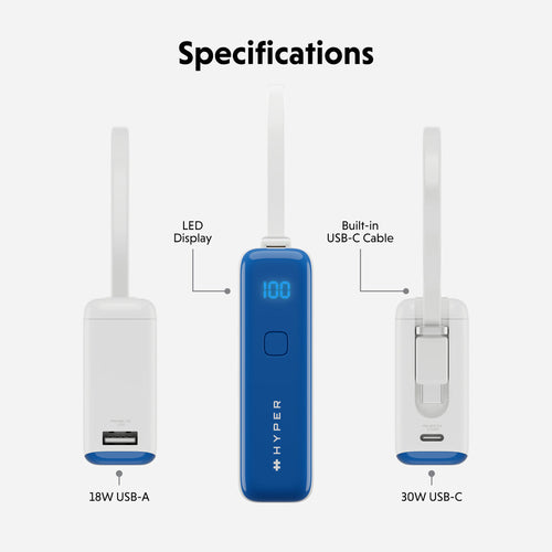 Targus HyperJuice Flex 10K 30W 5000 mAh White, Blue