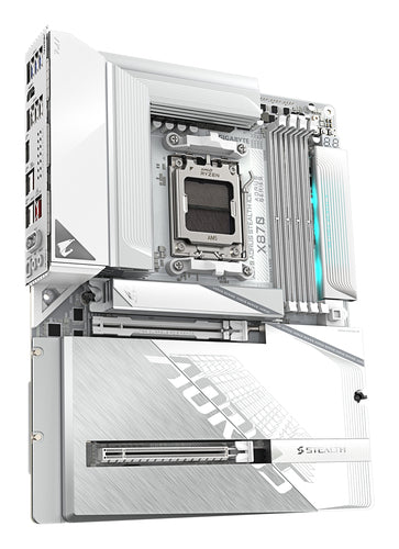 GIGABYTE X870 AORUS STEALTH ICE Motherboard - Supports AMD Ryzen 9000 CPUs, 16+2+2 Phases Digital VRM, up to 8200Hz DDR5 (OC), 2xPCIe 5.0 + 2xPCIe 4.0, Wi-Fi 7, 5 GbE LAN, USB 4