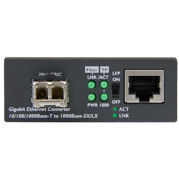 StarTech.com Multi-Mode (MM) LC Fiber Media Converter for 10/100/1000 Networks, Standalone Gigabit Ethernet to LC Converter, SFP Transceiver Included, 850nm, 550m - TAA