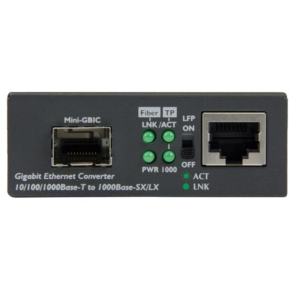 StarTech.com Multi-Mode (MM) / Single Mode (SM) Fiber Media Converter for 10/100/1000 Networks, Standalone Gigabit Ethernet to Fiber Converter, Open SFP Slot - TAA