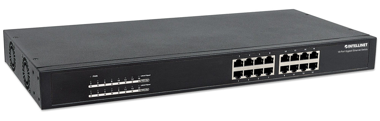 Intellinet 16-Port Gigabit Ethernet PoE+ Switch, 16 x PoE ports, IEEE 802.3at/af Power-over-Ethernet (PoE+/PoE), Endspan, Rackmount