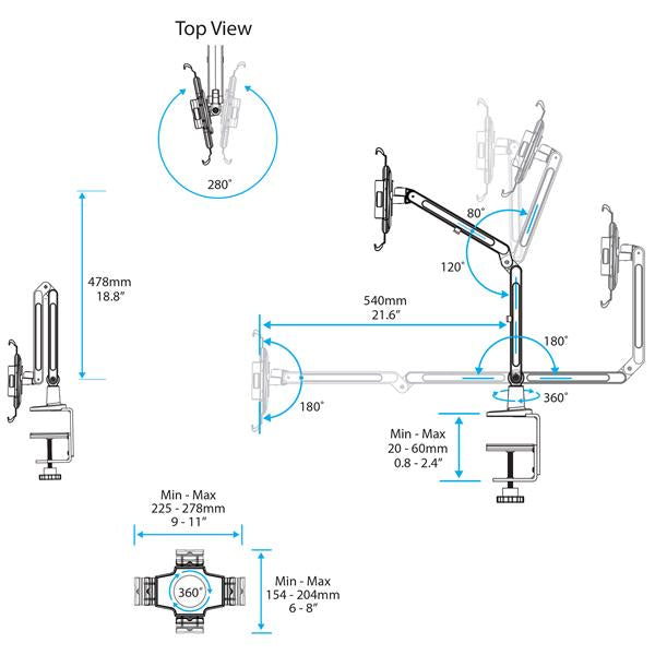 StarTech.com Desk-Mount Tablet Arm - Articulating - For iPad or Android - TAA