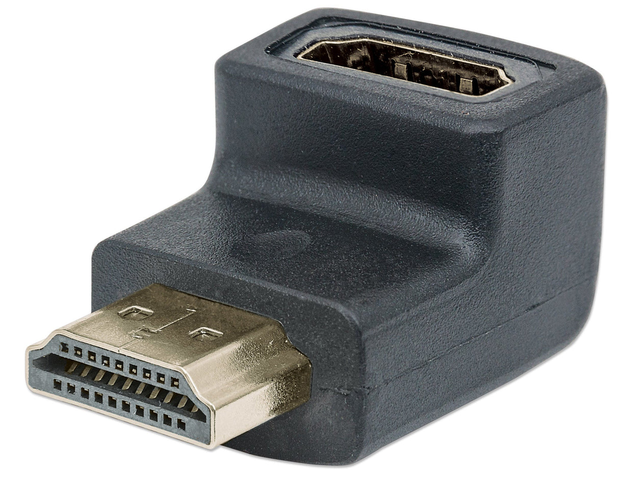 Manhattan HDMI Adapter, 4K@60Hz (Premium High Speed), Female to Male, Upward 90 Angle, Black, Ultra HD 4k x 2k, Fully Shielded, Gold Plated Contacts, Lifetime Warranty, Polybag