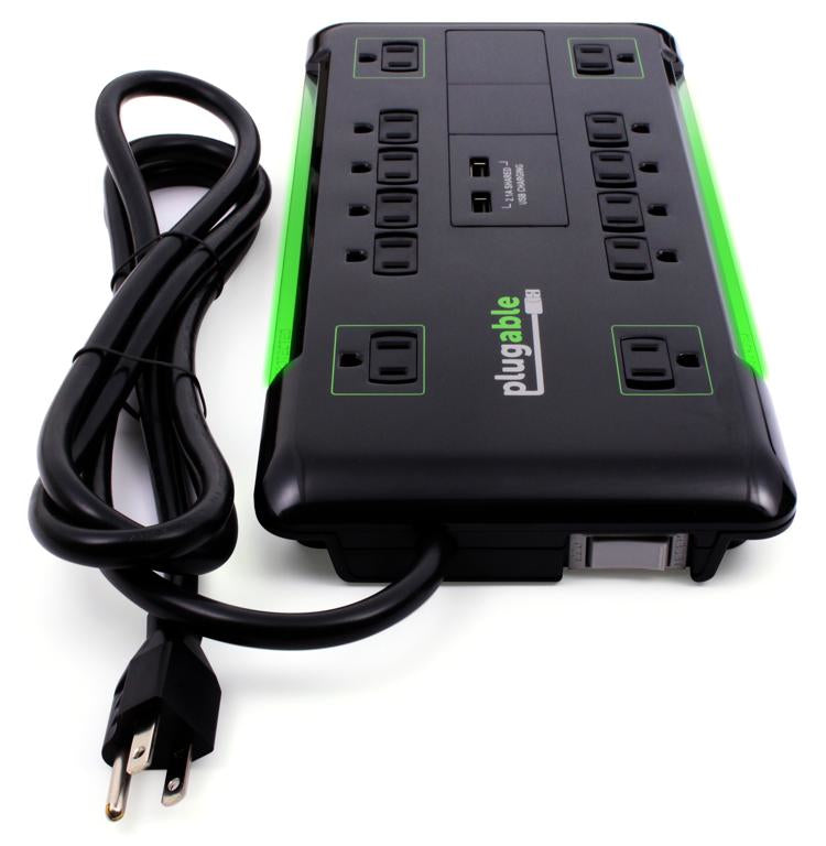 Plugable Technologies PS12-USB2B surge protector Black 12 AC outlet(s) 120 V 1.89 m