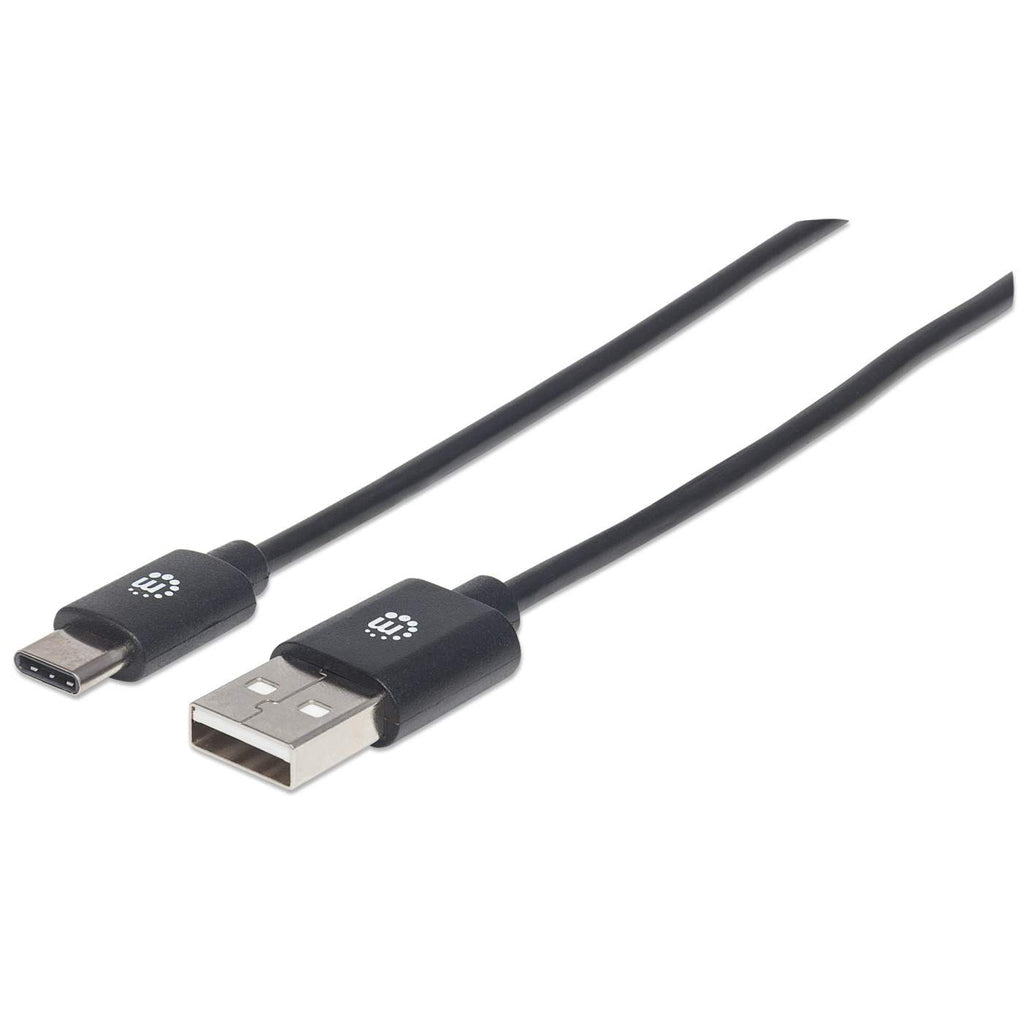 Manhattan USB-C to USB-A Cable, 2m, Male to Male, Black, 480 Mbps (USB 2.0), Hi-Speed USB, Lifetime Warranty, Equivalent to USB2AC2M