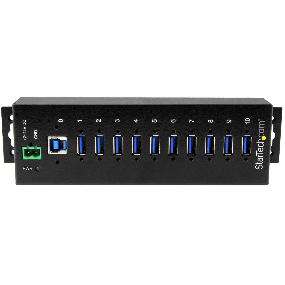 StarTech.com 10-Port USB 3.0 Hub - 5Gbps - Metal Industrial USB-A Hub with ESD & Surge Protection - Din Rail, Wall or Desk Mountable - TAA Compliant USB Expander Hub