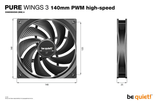 be quiet! Pure Wings 3 140mm | PWM high-speed Triple Pack Computer case Fan 14 cm Black 3 pc(s)