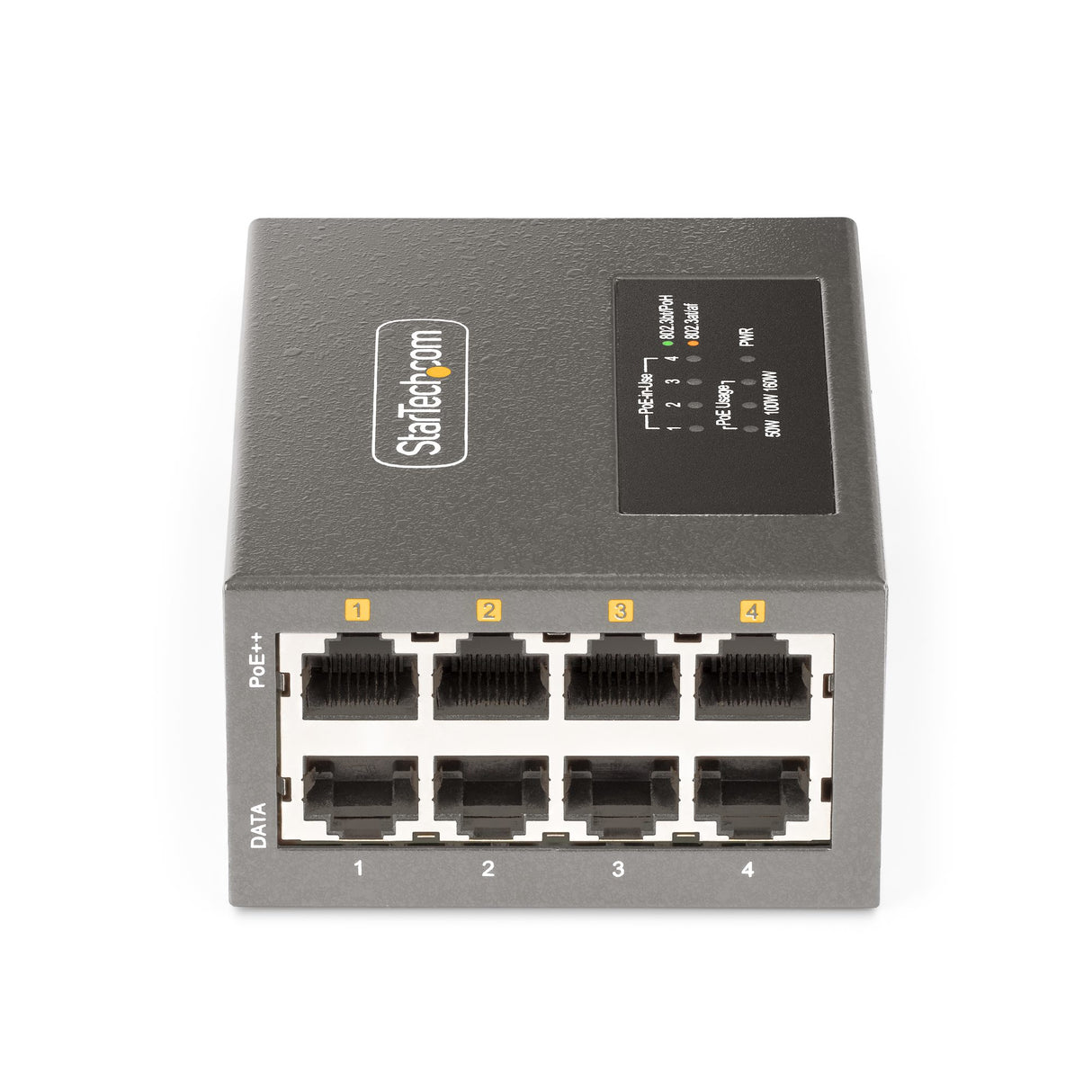 StarTech.com 4-Port Multi-Gigabit PoE++ Injector, 5/2.5/1G Ethernet (NBASE-T), PoE/PoE+/PoE++ (802.3af/802.3at/802.3bt), 160Watts Power Budget, Wall/DIN Rail Mountable, Unmanaged - TAA