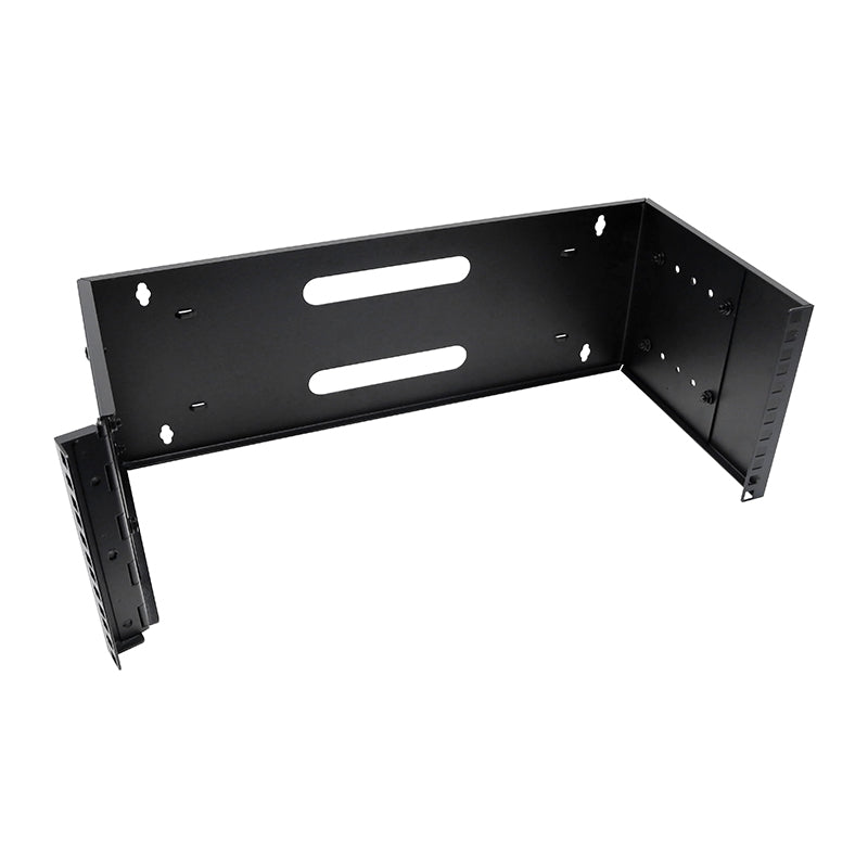 Wall Mount Rack Bracket, Assembled, Adjustable Depth, Hinged 4U