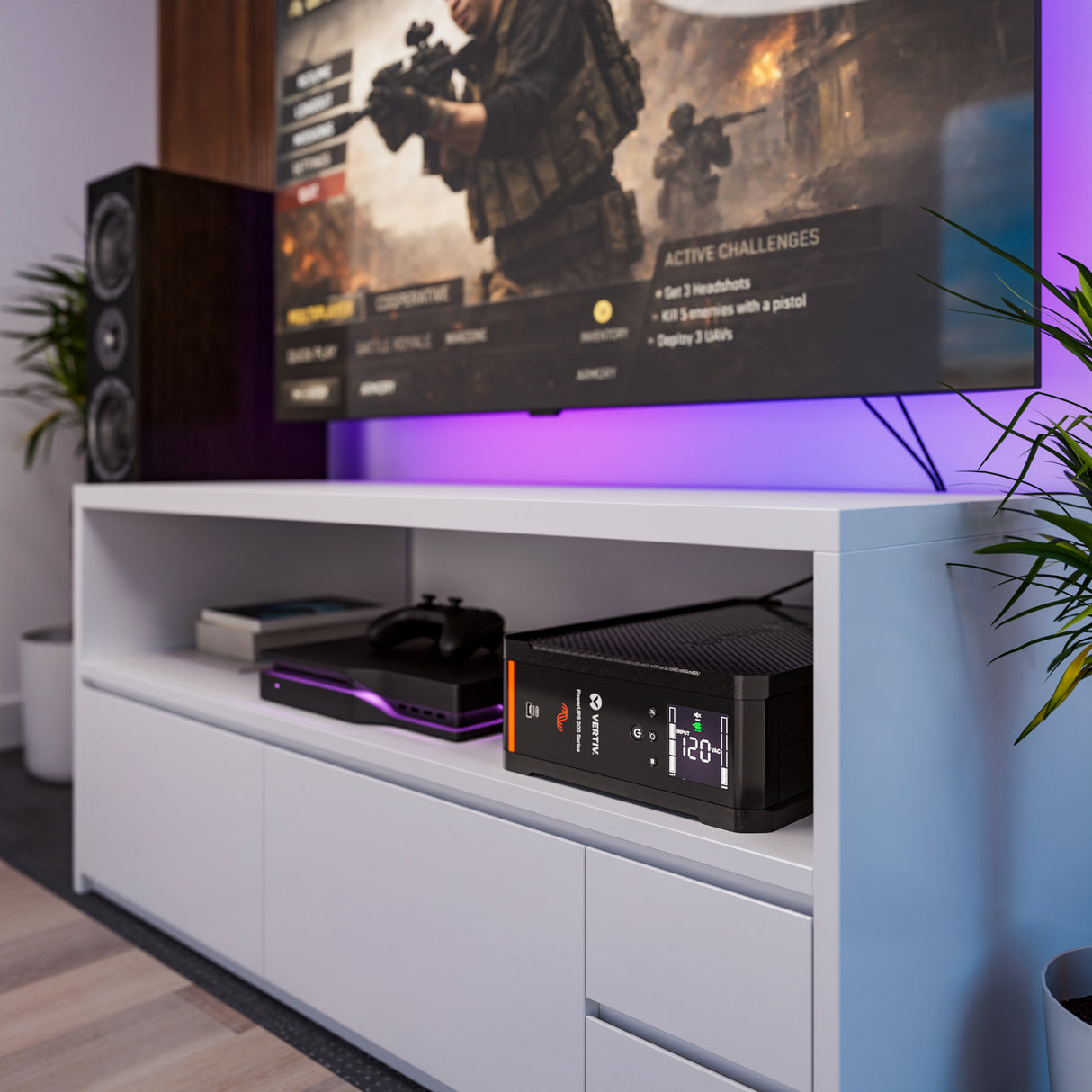 Vertiv PowerUPS 200 Line Interactive PSA6-850LVT, 850VA/530W, AVR, USB Charging, Color LCD, User-Replaceable Battery, 6 NEMA Outlets, Three-Year Warranty