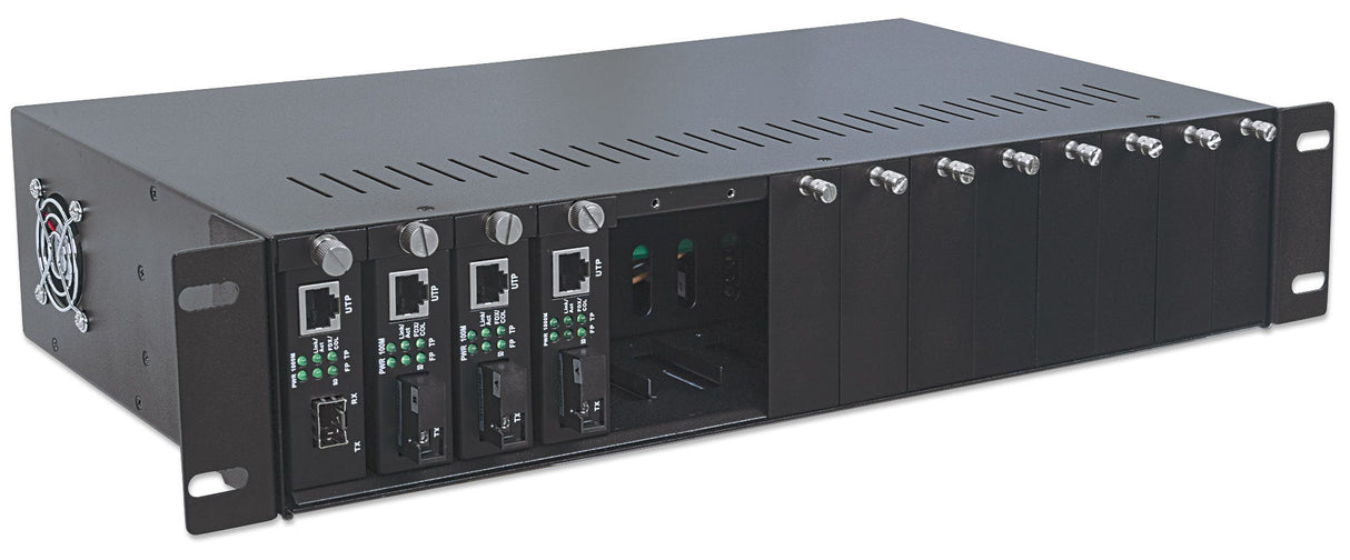 Intellinet 14-Slot Media Converter Chassis, Includes redundant power supply, 19" rackmountable, 2U