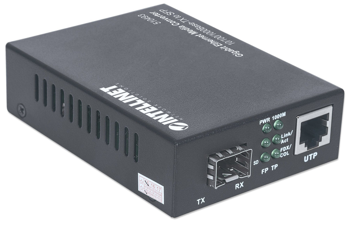 Intellinet Gigabit Ethernet to SFP Media Converter, 10/100/1000Base-Tx to SFP slot, empty
